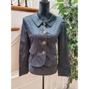 Vertigo Women's Blue 100% Cotton Long Sleeve Bottons Front Casual Jacket Size M